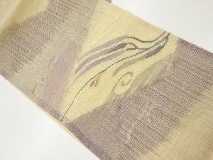 紗 紬すくい織抽象草花模様織出し袋帯